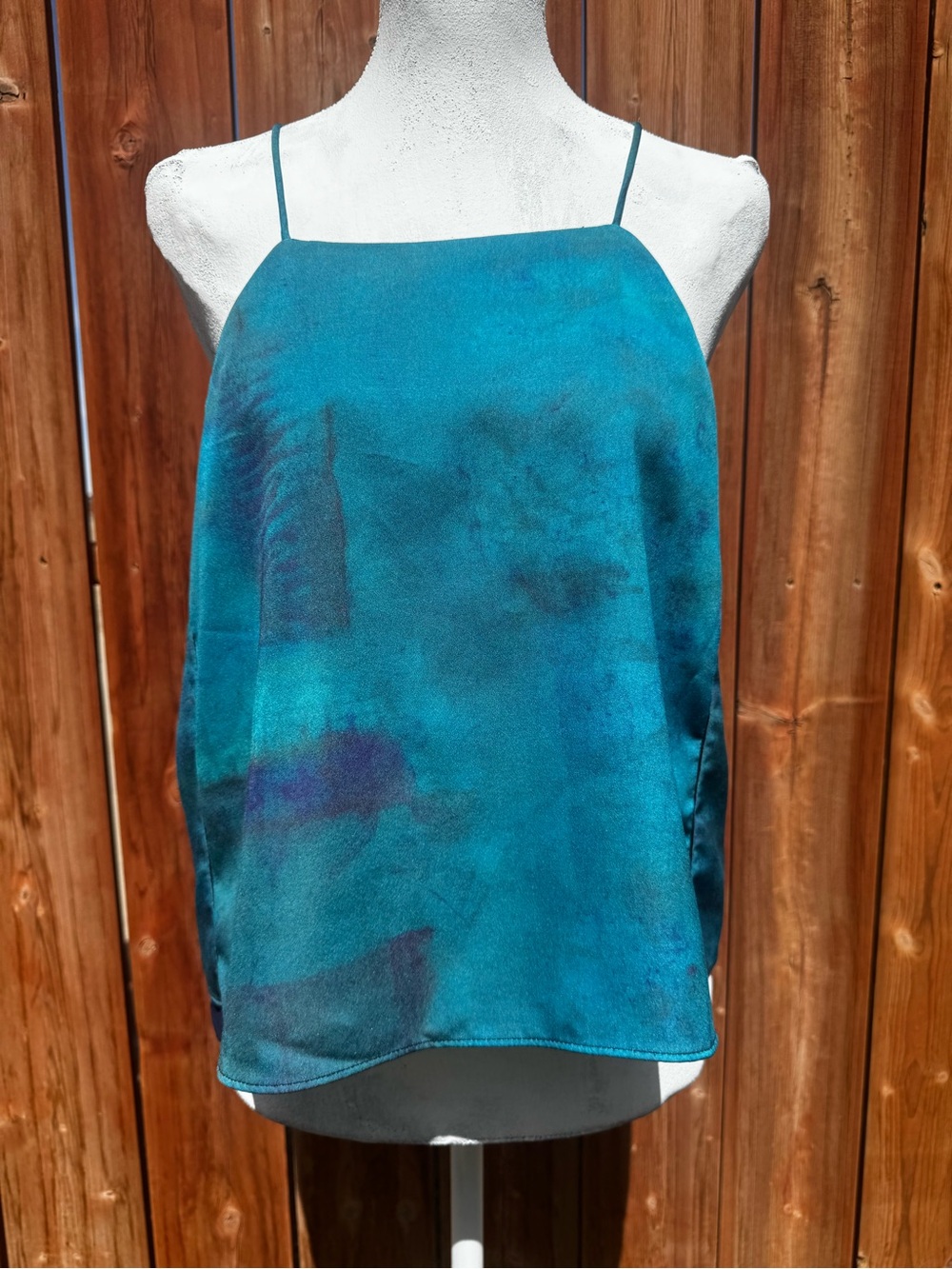 Mango Premium Teal Satin Spaghetti-Strap Camisole